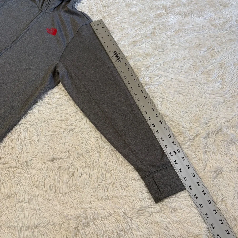The North Face Full Zip Hoodie Mens XL Gray Red Logo Active Fleece Jacket
